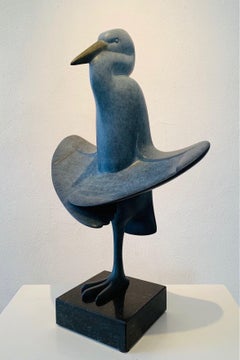 Reiger In De Zon (Heron In The Sun) Bird Bronze Sculpture Contemporary In Stock