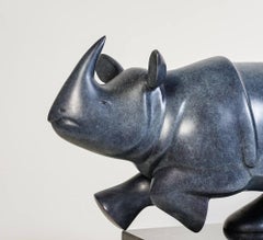 Rennende Neushoorn Running Rhino Bronze Sculpture Animal Grey  En stock