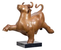 Rennende Stier Nr. 7 Laufender Stier Bronzeskulptur Tier Zeitgenössische Kunst