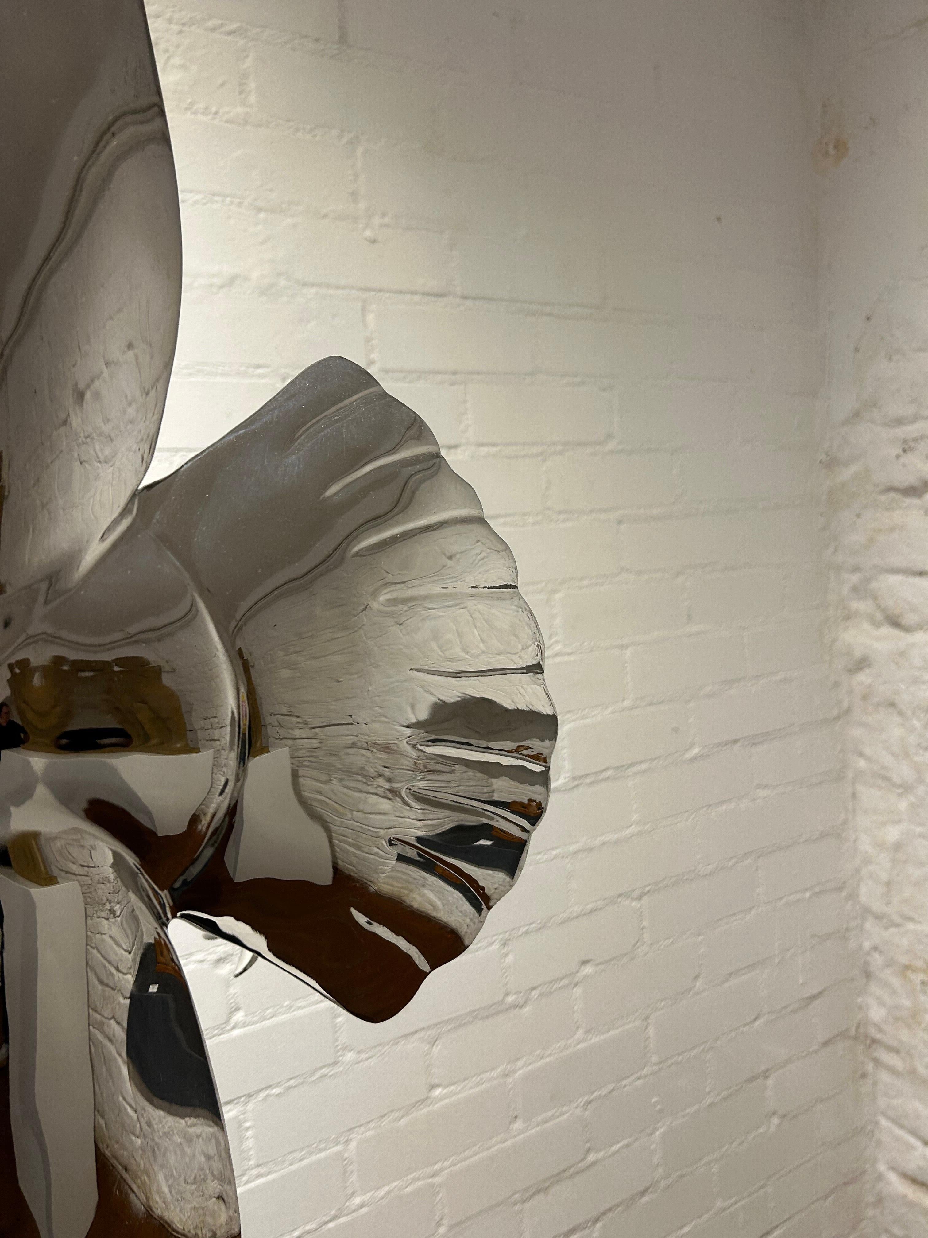 Roofvogel met Vis Prey Bird Fish Stainless Steel Polished New Sculpture In Stock For Sale 6