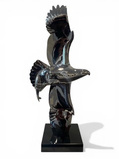 Roofvogel met Vis Prey Bird Fish Stainless Steel Polished New Sculpture In Stock