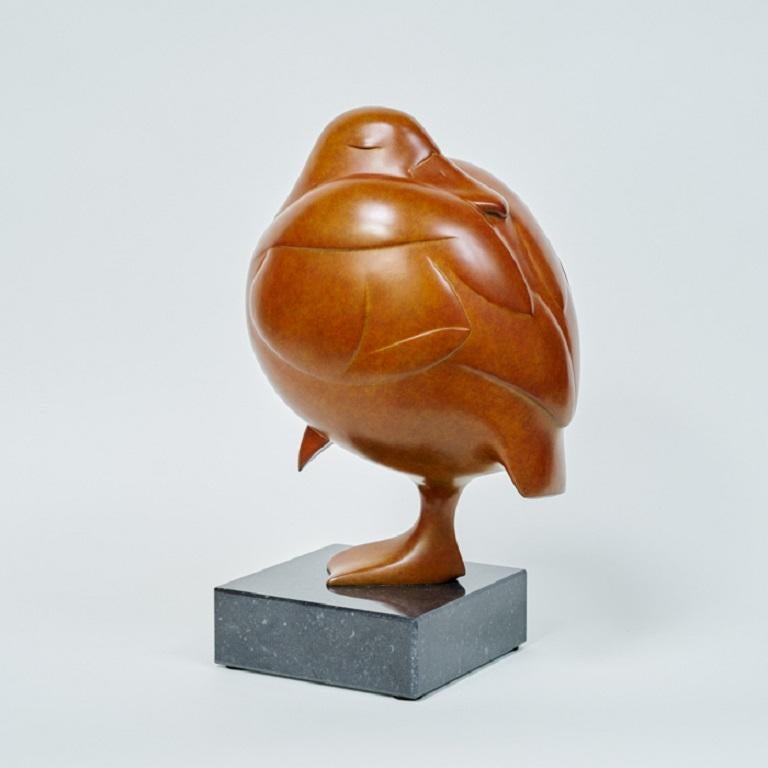 Evert den Hartog Figurative Sculpture - Slapend Eendje no. 5 Sleeping Duck Bronze Sculpture In Stock