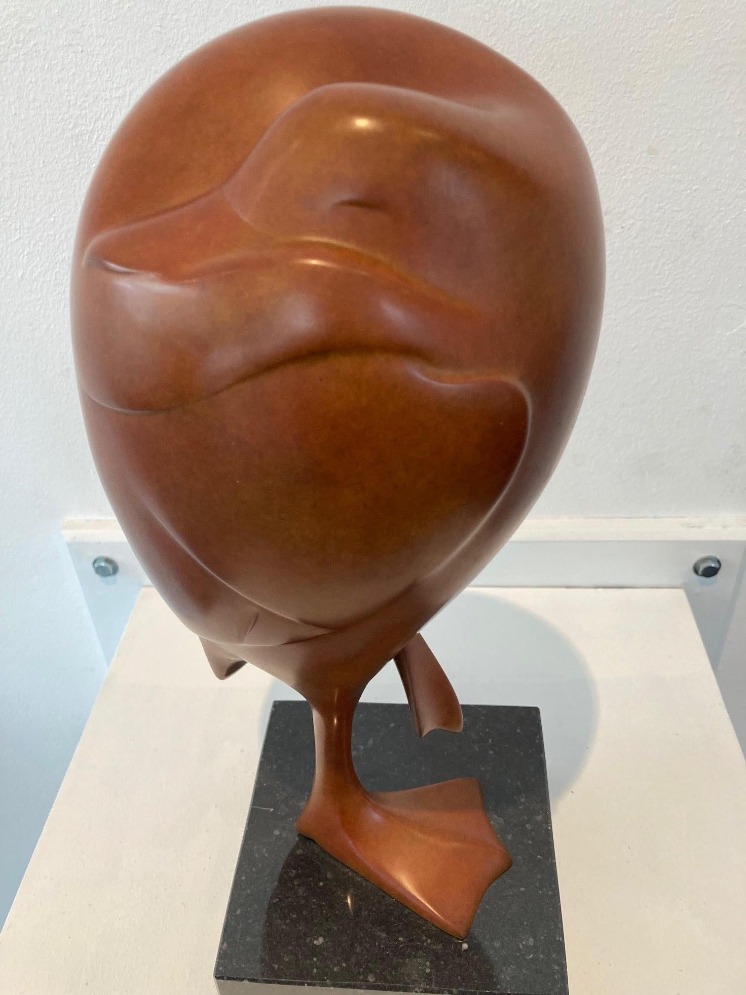 Slapend Eendje no. 6 Anatra addormentata Uccello Animale Scultura in bronzo In magazzino - Figurative Sculpture Marrone di Evert den Hartog