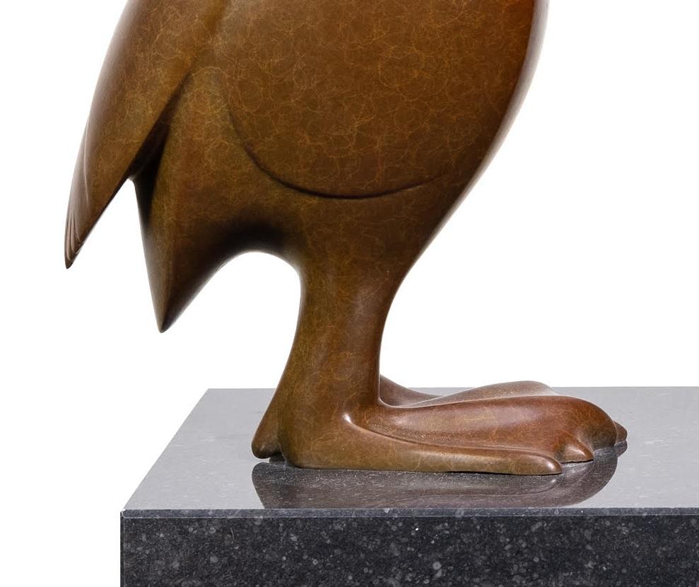 Twee Mandarijneenden no. 2 Two Mandarin Ducks Bronze Sculpture Contemporary - Gold Figurative Sculpture by Evert den Hartog