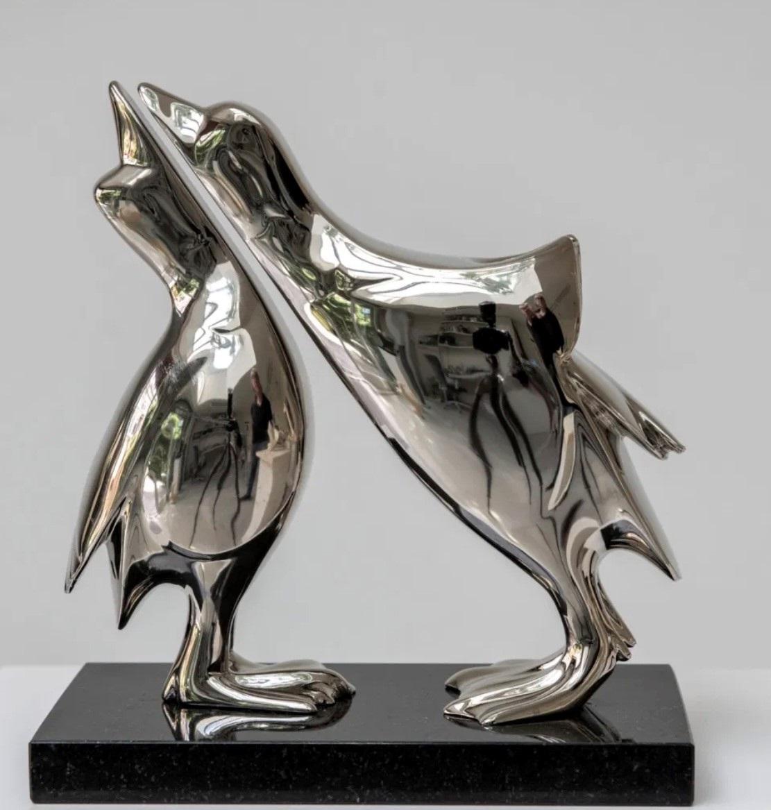 Twee Mandarijneenden Two Mandarin Ducks Resin Nickle Coating Sculpture Animal