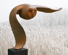 Vliegende uil Flying Owl Polyester Cortensteel Big Bird Sculpture 