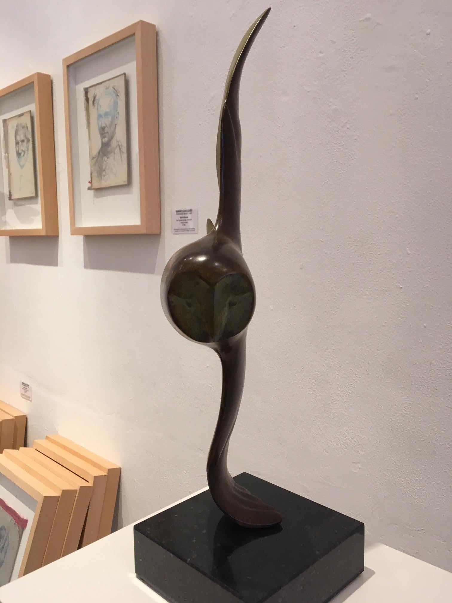 Vliegende Uil no. 4 Hibou volant Sculpture en bronze Animal 
Evert den Hartog (né à Groot-Ammers, aux Pays-Bas, en 1949) a suivi une formation de sculpteur à l'Académie des arts visuels de Rotterdam. Dans les années 1971-1976, ses professeurs de