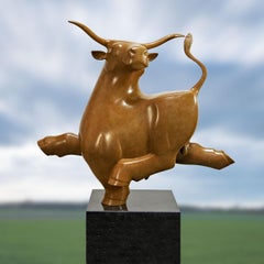 Wandelende Stier no. 3 Groot - Big Walking Bull Bronze Sculpture Animal 