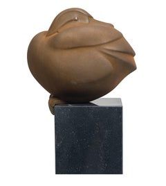 Manteau de canard assis en résine Corten Steel de Zittend Eendje en stock