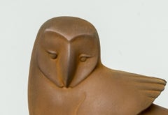 Zittende Uil Nr. 7 Sitzende Eule Harz Corten Stahlbeschichtung auf Stein Auf Lager