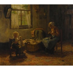 Evert Pieters - Una madre y su hijo en una cabaña