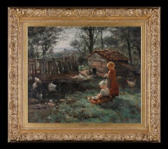 'Feeding the Ducks' an Used oil painting