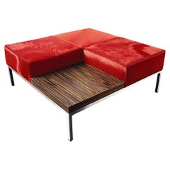 Pouf à 3 places avec table d'appoint