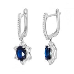 Every Day Blue Sapphire Diamonds White Gold Original Engagement Ring for Her