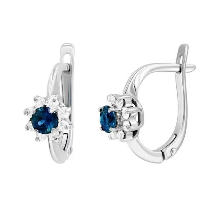 Women's Every Day Blue Sapphire Diamonds White Gold Ring for Her For Sale