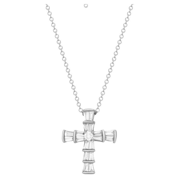 Every Day Cross White Diamond White Gold Necklace for Her For Sale