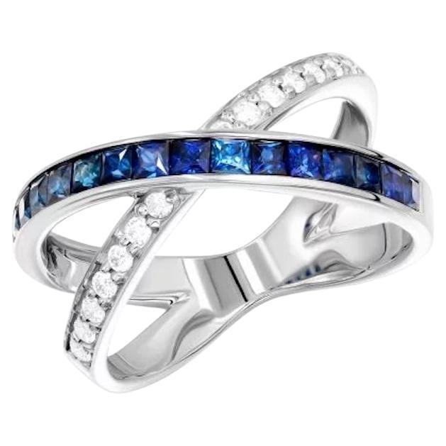 Jeder Tag Diamant-Blauer Saphir-Weißer 14K Goldring für sie