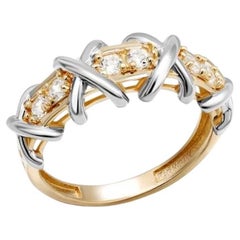 Anillo de oro rosa blanco con diamantes para ella
