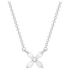 Every Day Flower White Diamond White Gold Necklace for Her