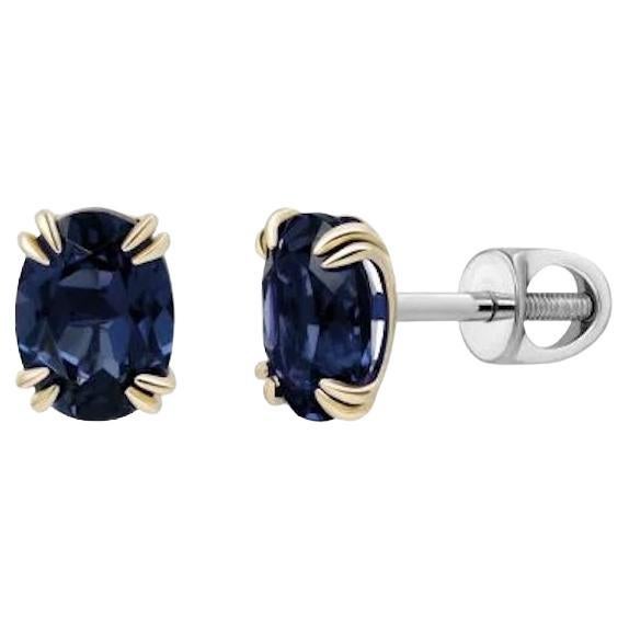 Every Day Modern Blauer Saphir Weiß 14k Gold Ohrringe für Sie im Angebot