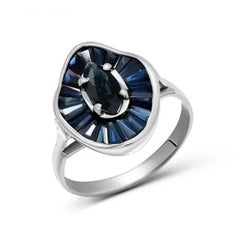 Jeder Tag Moderner Diamant-Blauer Saphir-Weißer 14k Gold-Ring für sie