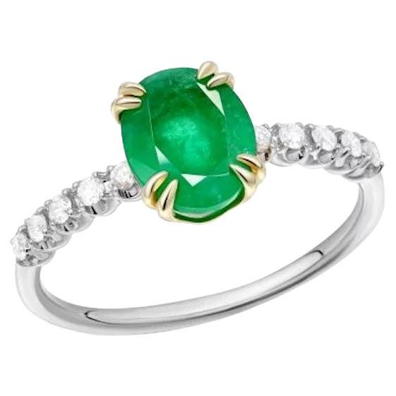 Every Day Modern Diamond Emerald White 14k Gold Ring for Her