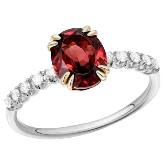 Jeder Tag Moderner Diamant-Granat-Ring aus weißem 14k Gold für Ihr