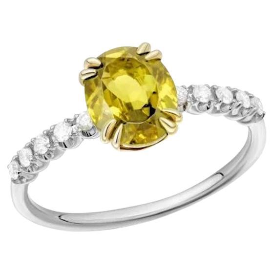 Anello moderno con diamante Geliodor in oro bianco 14k per lei