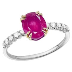 Every Day Modern Diamond Ruby White 14k Gold Ring for Her