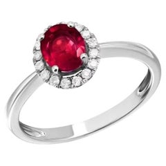 Every Day Modern Diamond Ruby White 14k Gold Ring for Her