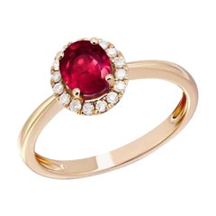 Anello moderno con diamante e rubino in oro giallo 14k per lei