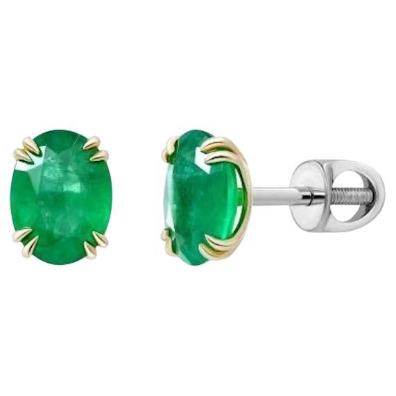 Every Day Modern Emerald White 14k Gold Earrings for Her