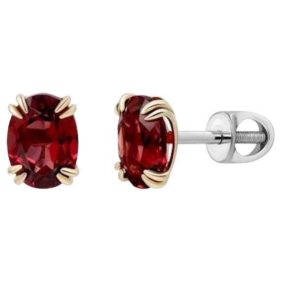 Women's Every Day Modern Ruby White 14k Gold Earrings for Her For Sale