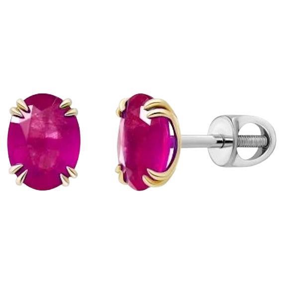 Every Day Modern Ruby White 14k Gold Earrings for Her For Sale