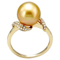 Every Day Perle Diamant Gelb 14k Gold Ring  für sie