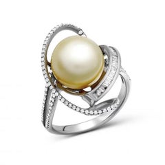 Every Day Pearl White Diamond White 14k Gold Ring for Her