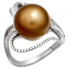 Jeder Tag Perle Weißer Diamant Weißer 14k Gold Ring für ihr