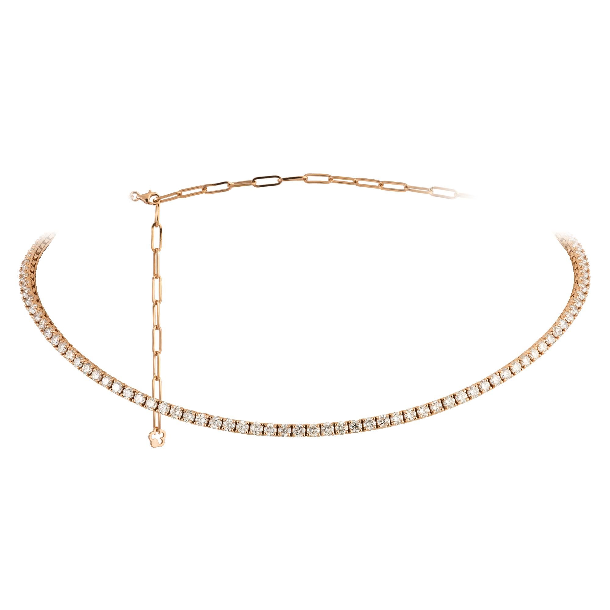 Modern Every Day Pink Gold 18K Necklace Diamond for Her For Sale