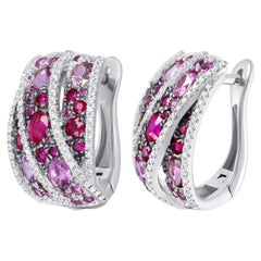 Every Day Pink Sapphire Ruby Diamond Earring For Her
