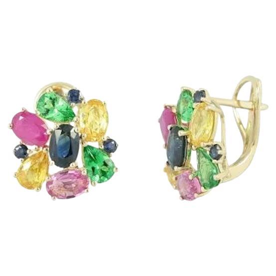 Todos los días Pendientes de oro rosa amarillo azul zafiro rubí amarillo de 14 quilates para ella
