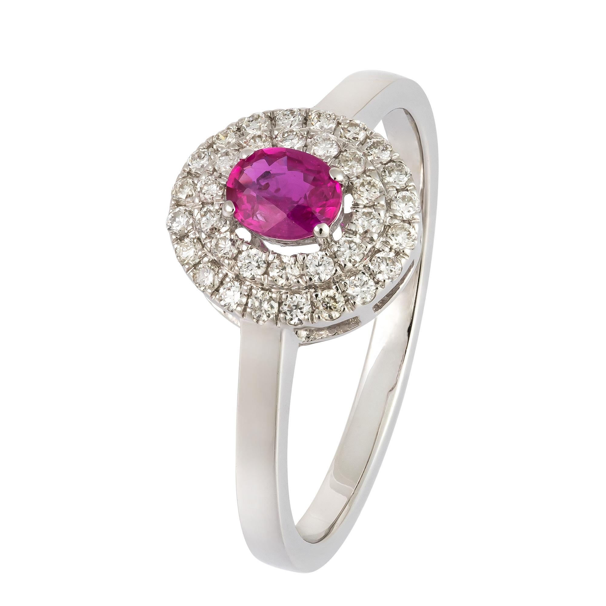 Im Angebot: Jeder Tag Rubin Weißer 18K Gold Weißer Diamantring für ihr () 3