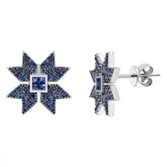 Every Day Star Blue Sapphire White Gold Earrings for Her