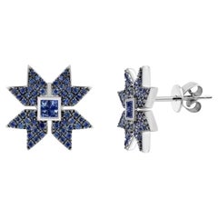 Every Day Star Blue Sapphire White Gold Earrings for Her