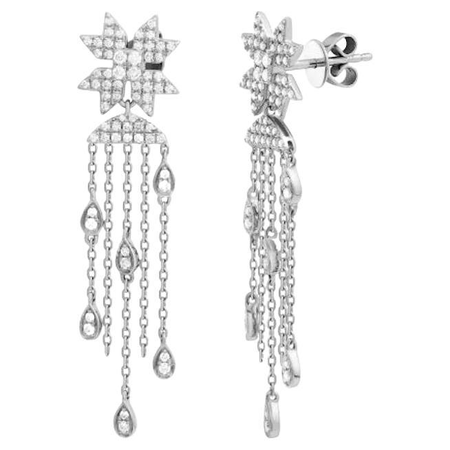 Every Day Star Diamond Dangle White 14k Gold Earrings for Her For Sale