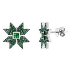 Every Day Star Emerald White Gold Earrings for Her