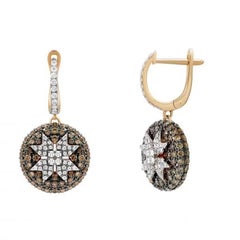 Every Day Star Lever Cognac Diamonds Rose Gold Earrings for Her