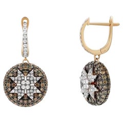 Every Day Star Lever Cognac Diamonds Rose Gold Earrings for Her
