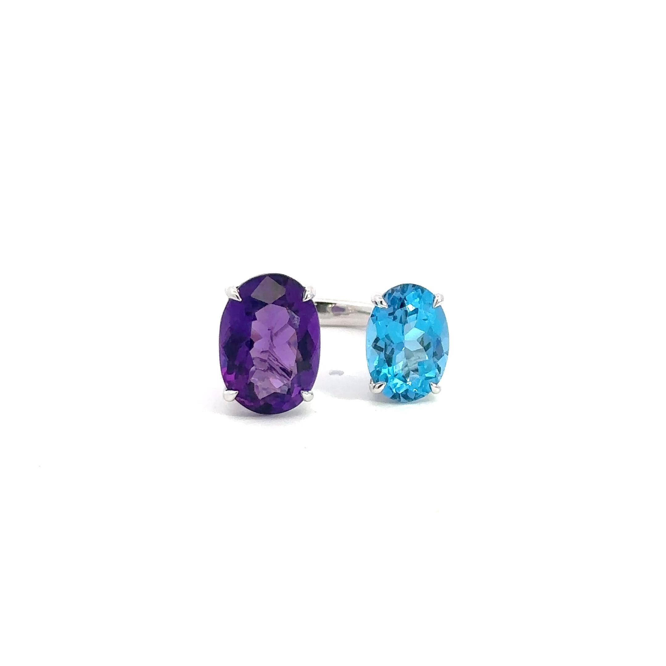 Jeder Tag Topas Amethyst 18K Weißgold Exklusiver Ring im Zustand „Neu“ im Angebot in Genève, GE