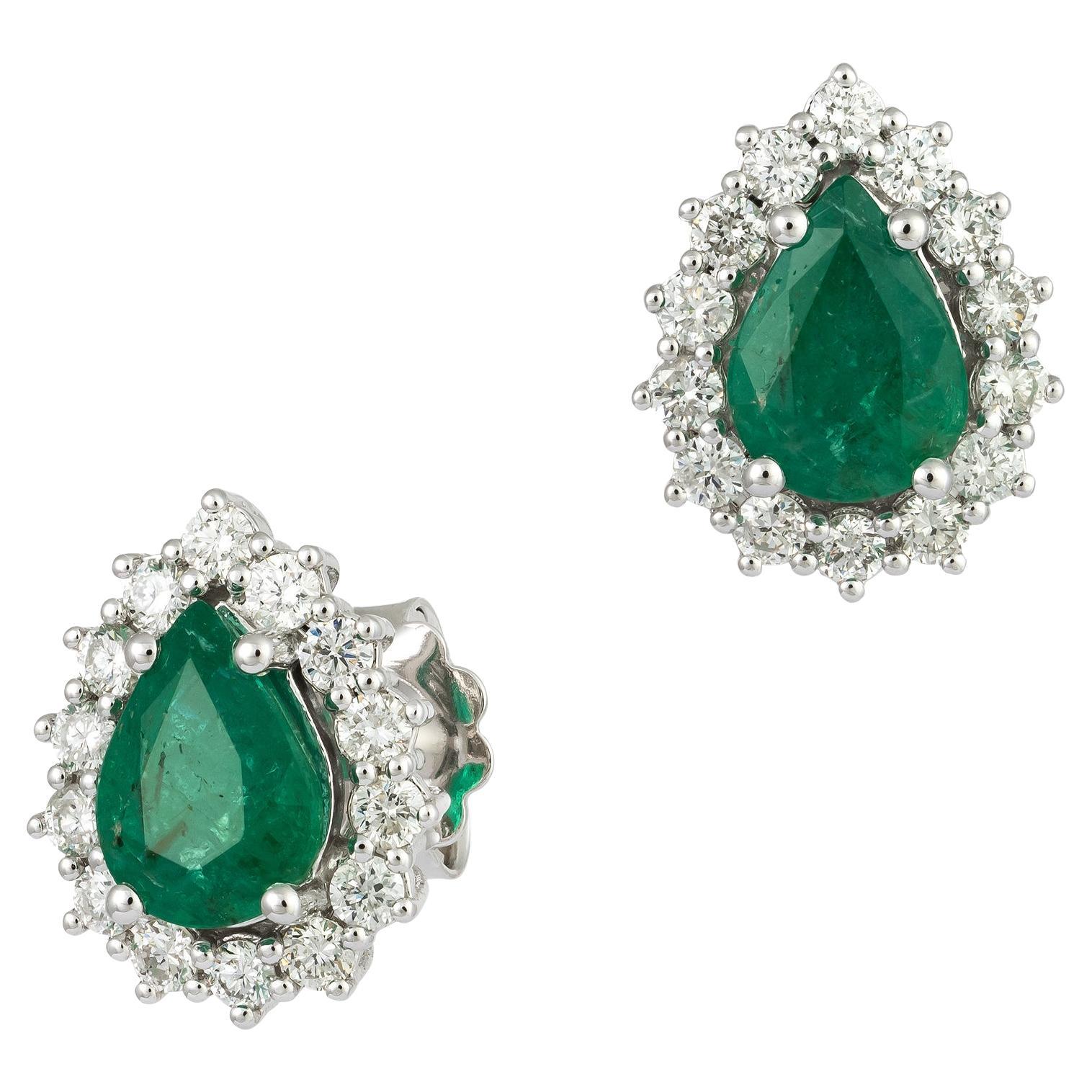 Jeden Tag Weißgold-Ohrringe aus 18 Karat Smaragd und Diamant für ihr