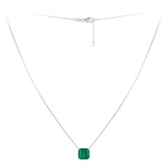 Every Day White Gold 18K Necklace Emerald Diamond For Her